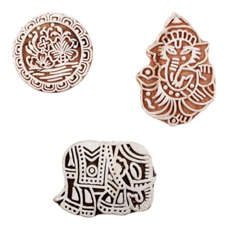 Set of 3 Piece New Mix Wooden Printing Block